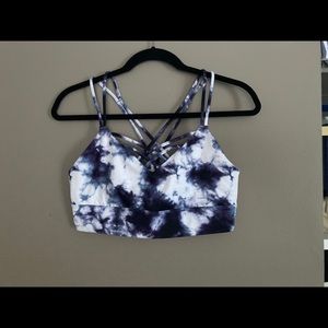 Tie dye double strap cross backed sports bra